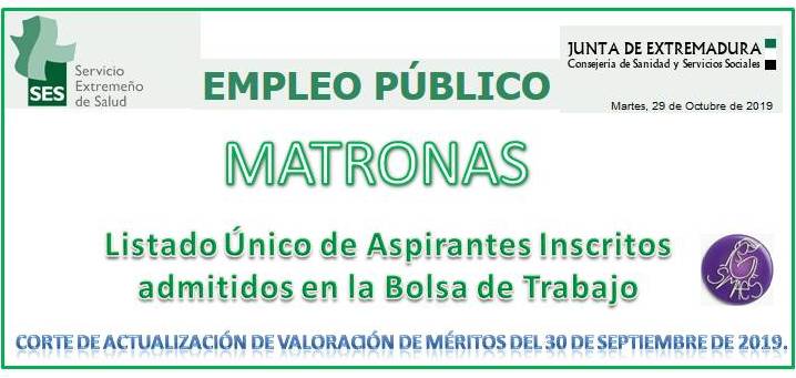 Asociación Matronas | EXTREMADURA LA ÚNICA DE ASPIRANTES INSCRITOS EN SU BOLSA DE DE MATRONAS.